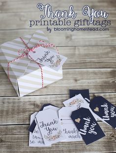 thank you printable gift tags in a box