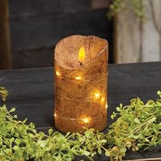 Burnt Ivory LED Wrapped Flicker Flame Timer Pillar Primitive Shower Curtains, Wood Ceiling Lights, Timer Candles, Decorative Bath Towels, Primitive Wood Signs, Flameless Tea Lights, Primitive Candles, Candle Wrap, Battery Operated Candles