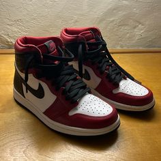 Never Worn No Box Red Nike Jordans, Dark Red Jordans, Maroon Jordans, Black And Red Nike Shoes, Dressing Shoes, Red Nike Shoes, Pretty Sneakers, Cute Shoe, Red Jordans