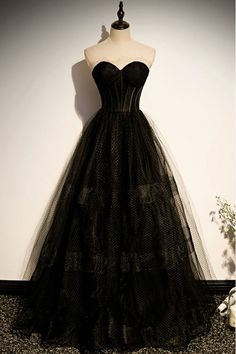 10% off now! chic black tulle gothic prom dress strapless online. Sheprom offers formal, party, casual & more style dresses to fit your special occasions. Black Prom Dresses Goth, Homecoming Dresses Black Long, Black Prom Dress Goth, Prom Dress Alt, Goth Prom Dress Corsets, Black Emo Prom Dress, Grunge Prom Dresses, Prom Dresses Gothic