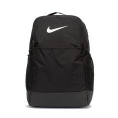 Grab your gear and get going with the Nike Brasilia Backpack. It has plenty of pockets to help you stay organized, including a sleeve to fit your laptop, side mesh pockets for water bottles, and a zippered pocket on the inside to keep small items secure. This product is made with at least 50% recycled polyester fibers. Haul loop at the top. Spacious main compartment. Padded, adjustable shoulder straps. Front zip pocket. Internal laptop sleeve. Dimensions: 18" H x 12" W x 7" D. Capacity: 24 L. Sh Mochila Nike, Stay Organized, Staying Organized, Laptop Sleeve, Laptop Sleeves, Water Bottles, Zip Pockets, Laptop, Mesh