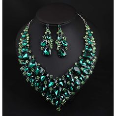 Gender:Women's; Gemstone:Crystal; What's in the box:Earrings,1 Necklace; Quantity:1 set; Theme:Pear; Shape:irregular; Style:Colorful,Statement; Jewelry Type:Bridal Jewelry Sets; Occasion:Party,Wedding; Material:Alloy,Rhinestone; Length of Earrings:4.3; Length of Necklace:457; Design:Fancy; Features:Cute; Front page:WE; Shipping Weight:0.5; Listing Date:12/05/2019; Special selected products:COD Green Sparkling Stones Jewelry Sets For Party, Party Costume Jewelry Bridal Necklace, Green Crystal Earrings With Sparkling Stones For Party, Green Crystal Jewelry Sets With Sparkling Stones, Glamorous Crystal Jewelry Set For Party, Green Rhinestone Jewelry Sets For Party, Teardrop Jeweled Party Necklaces, Party Necklace With Jeweled Teardrop, Party Jewelry Sets With Sparkling Stones