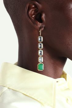 SHAY's 'Portrait' earrings are a modern take on stunning Art Deco styles - an era that inspires so many of the brand's pieces. Cast from 18-karat gold, they're set with four blue topaz stones and one glowing green agate, all framed with a halo of sparkling diamonds. The long, nearly shoulder-grazing length means you don't have to worry about how to style your hair to ensure they're peeking out from underneath. Blue Topaz Stone, Luxury Women Fashion, Mr Porter, Green Agate, Topaz Stone, Multi Stone, Sparkle Diamonds, Stone Earrings, Designer Earrings