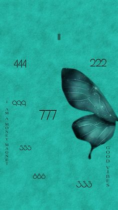 the numbers are written in black and white on a green background with a butterfly's wing