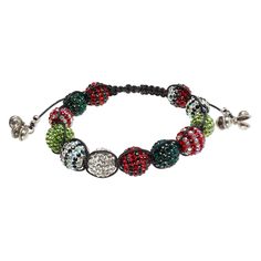 Add a little bit of seasonal sparkle to your wrist! This macramé bracelet uses red, green and silver colors for the holiday festivities. An eye-catching addition to your wardrobe. Inspired by the Shambala bracelet style, this sparkler features a macramé sliding clasp to fit a range of wrist sizes.View the full materials list for Design Idea C936 to make your own version.One of a Kind jewelry has now been made available for sale. Buy for resale, personal use or to take apart for repurposing. Thes Shambala Bracelet, Green And Silver, Fire Mountain Gems And Beads, Bracelet Style, Take Apart, Macrame Bracelets, Only 1, Holiday Festival, Fashion Bracelets