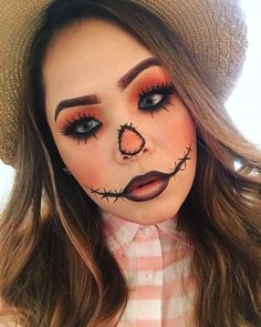 #cutescarecrow #halloweenmakeupideas #halloween #halloweenmakeup #cutehalloweencostume #costumemakeup #scarecrow Spooky Halloween Makeup, Scarecrow Halloween Makeup, Halloween Costumes Scarecrow, Makeup Zombie, Makeup Clown, Scarecrow Makeup, Creepy Halloween Makeup