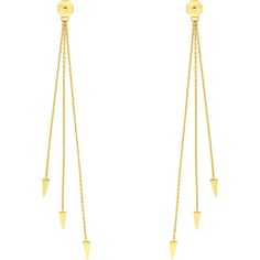 Olas d'Oro Earrings - 14K Yellow Gold Cable Chain and Spear Earring Extensions Tarnish Resistant Dangle Linear Earrings In Yellow Gold, Tarnish Resistant Yellow Gold Long Drop Jewelry, Tarnish Resistant Long Drop Yellow Gold Jewelry, 14k Yellow Gold Dangle Jewelry, 14k Gold Linear Earrings Tarnish Resistant, Yellow Gold Dangle Jewelry For Pierced Ears, Yellow Gold Dangle Jewelry With Plating, Yellow Gold Linear Earrings For Formal Occasions, Modern 14k Gold Dangle Jewelry