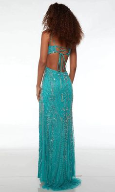 Alyce Paris 61585 - Dual Straps Beaded Prom Gown – Couture Candy Beaded Evening Gowns, Beaded Designs, Exquisite Gowns, Sheath Skirt, Alyce Paris, Unique Prom Dresses, Caribbean Blue, Prom Dress Inspiration