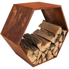 a stack of logs in a wooden box