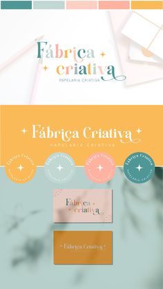 Logo para Papelaria - Fábrica Criativa logowork #logo4show🌻 Logo Design Inspiration Color, Colorful Visual Identity, Colorful Logo Design Ideas, Color Logo Ideas, Cute Logo Ideas, Craft Branding, Art Logo Ideas, Logo Ideas Design, Idea Logo