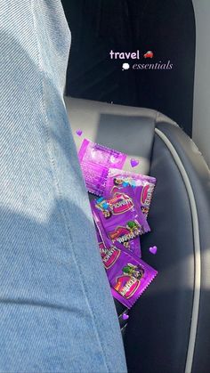 the back seat of an airplane with candy in it