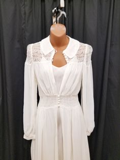 Amazing Vintage 1930s French Celanese Clairanese Cream Silk Sheer Lace Satin 2-Piece Nightgown & Robe Bridal Set, Lingerie, Dressing Gown.  Excellent condition, very tiny bit of darkening around a couple of the buttons - see pics.  Under slip has darts on the bust and adjustable shoulder straps.  Robe features amazing lace, a 5 button closure at neckline, 5 button closure at waist, and 1 button closure on sheer sleeve cuffs.   Nightgown Measurements:  bust 32, waist 25, shoulder to shoulder 10, length from top of bodice 53 inches. Robe Measurements:  shoulder to shoulder 13 1/2, length 57 1/2, sleeves shoulder to cuff 24, sleeves pit to cuff 17, bust 34, waist 26 inches. Nightgown Robe, Amazing Lace, Lingerie Sets, Cream Silk, Dressing Gown, Bridal Set, Sheer Sleeves, Bridal Sets, Sheer Lace