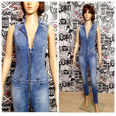 "Denim Overall S vintage womens overall pants Denim jumpsuit Denim Pants jean overalls Retro overalls Denim Coveralls grunge overalls jeans Coveralls Cotton- 98% height of the woman in the photo - 180 cm Please refer to photos for details of condition. Condition: very good vintage Measurements: Length: 137 cm/54\" Inseam 75 cm/29.5\" Bust: 90 cm/ 35.4\" Waist 66 cm/ 26\" Hips- 86 cm/ 33.9\" Size: note The color on the pictures may vary due to monitor settings and light reflections. Ready to ship Fitted Distressed Denim Jumpsuit For Spring, Casual Fitted Distressed Denim Jumpsuit, Fitted Light Wash Overalls, Trendy Fitted Distressed Denim Jumpsuit, Retro Overalls, Overalls Jeans, Overall Pants, Denim Coverall, Jumpsuit Denim