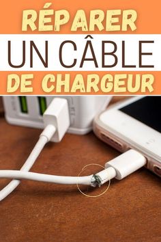 an iphone and charger on a table with the words repair un cable de chargeur