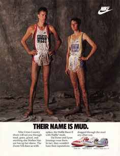 an advertisement for nike featuring two men in bathing suits