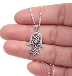 Eye Of Fatima, Hamsa Ring, Hamsa Evil Eye, Hand Evil Eye, Symbol Of Protection, Hamsa Necklace, Hand Necklace, Silver Eye, Evil Eye Ring