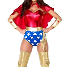 a woman dressed in a wonder costume