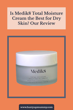 A Pinterest image showcasing a Medik8 moisturizer jar against a vibrant orange background, highlighting its suitability for dry skin. Hydration Benefits, Brightening Cream, Flaky Skin, Facial Cream, Moisturizer For Dry Skin, Face Cream, Dry Skin, Your Skin, Anti Aging