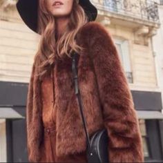 Sezane Gorgeous Faux Fur Fluffy Coat Hits At The Hipbone.. 100% Modacrylic- Lining Polyester Like New! Size - 44 Faux Fur Short Coat, Short Faux Fur Coat, Fluffy Coat, Teddy Jacket, Short Coat, Faux Fur Jacket, Faux Fur Coat, Fur Coat, Faux Fur