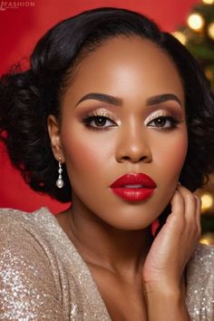 Holiday Makeup Black Women, Holiday Party Makeup Christmas, Christmas Party Makeup Classy, Christmas Party Makeup Looks, Christmas Holiday Makeup, Holiday Makeup Looks Christmas, Holiday Makeup Christmas