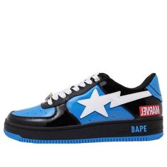 A BATHING APE x MARVEL Bape STA 'Black Blue White' 1I73-191-917 Bape Sta, Custom Sneakers Diy, Painted Canvas Shoes, Marvel X, Painted Canvas, Bathing Ape, Custom Sneakers, Black And Yellow, A Bathing Ape