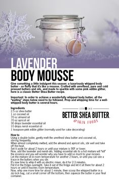 Body Mousse, Natural Skin Care Ingredients, Lotion Recipe, Body Butters Recipe, Diy Lotion, Diy Body Scrub