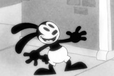 an animated black and white image of a cartoon character