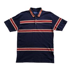 PENDLETON Stripe Polo Shirt TAG : Pendleton SIZE : Medium MEASUREMENT , - Width (Armpit to armpit) : 20" - Length (Shoulder the end of garment) : 29" CONDITION : Perfect used, no holes and stains SHIPPING, all item will be shipped with tracking number. Item received within 14-21 working days. Navy Cotton Polo Shirt With Striped Collar, Striped Collared Cotton T-shirt, Classic Cotton T-shirt With Striped Collar, Navy Polo Top With Striped Collar, Navy Collared Cotton Tops, Casual Cotton Polo Shirt With Striped Collar, Navy Casual Polo Shirt With Striped Collar, Striped Fitted Cotton Polo Shirt, Fitted Striped Cotton Polo Shirt