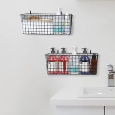 the bathroom is clean and ready to be used as a storage area for personal items