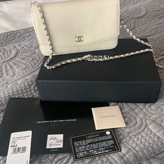 White Chanel Wallet On Chain Silver Hardware Rip In Leather Of Chain Can Be Easily Fixed Staining In Corners And Signs Of Some Wear On Leather Guaranteed Authentic Chance To Buy A Chanel At This Price Chanel Wallet On Chain, Wallet On Chain, Chain Silver, Chanel Wallet, Chanel Bags, Silver Hardware, Chanel Bag, Mini Bag, Silver Chain