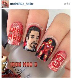 Trendy Minimalist Nails Portrait Nail Art, Iron Man Nails, Superhero Nails, Avengers Nails, Easy Nail Polish, Marvel Nails, Nail Polish Nail Art, Man Portrait