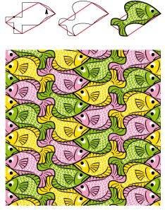 an image of fish in different colors and sizes on paper with scissors to cut out the pattern