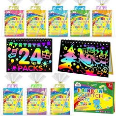 children's birthday party supplies including pencils, markers and stickers for each child