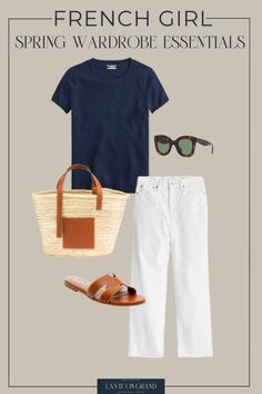 10 Chic French Wardrobe Staples For Spring | LaVieOnGrand French Woman Summer Style, Summer Outfits Over 50 Casual, Summer French Outfits, French Wardrobe Basics, Casual Travel Outfit, French Outfits, French Inspired Fashion, Fashion Over 50 Fifty Not Frumpy, Parisian Outfits