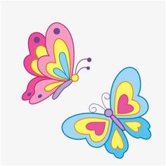 two colorful butterflies flying next to each other