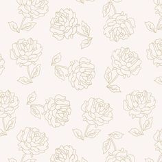 a white and beige rose pattern on a wallpaper background with lines in the shape of roses