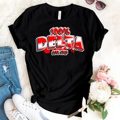 100% DELTA Since 1913-Delta Sigma Theta Shirt - Great Founders Day, Probate, Crossing Shirt Gift. Check out other DST designs: It's a J13 Thing you wouldn't understand Tshirt https //etsy.me/3wu3bFa   Check size chart How to Order * Pick your shirt type and size Your design will be printed on the front. *Pick your t-shirt color. Production Processing time is 3-5 business days processing. For rush orders please contact us first. Shipping Domestic Shipping First Class 5-7 Business days Priority Ma Delta Sigma Theta Tshirts, Delta Sigma Theta Shirts, Delta Sigma Theta Crossing Gifts, Delta Sigma Theta Apparel, Sorority Diy, Delta Sigma Theta Gifts, Theta Sorority, Ladies Cut, Delta Sigma Theta Sorority