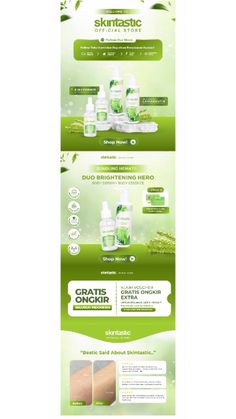 the front and back pages of an eco - friendly skin care product, with green leaves on