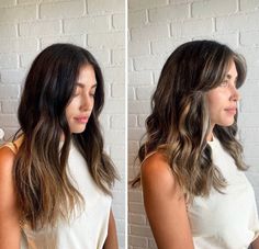 Curtain Bangs Long Hair Before After, Long Hair To Medium Haircut Before After, Before And After Curtain Bangs, Curtain Bangs Wavy Hair Long, Curtain Bangs Long Wavy Hair, Curtain Bangs Before And After, Curtain Bangs Balayage, Long To Medium Hair Before And After, Bangs Before And After