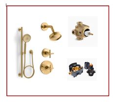 various types of shower faucets and accessories