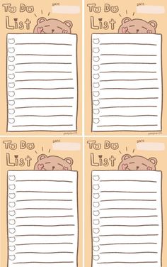 three to do lists with teddy bears on them and the words, i do list