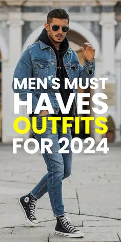 MEN’S MUST HAVE OUTFITS FOR 2024 Men’s Fashion Spring 2024, Men’s Summer Outfits 2024, Men’s Summer Work Outfits 2024, Men’s Casual Fall Outfits 2024, Men’s Capsule Wardrobe Fall 2024, High Top Sneakers Outfit, Capsule Wardrobe Men, Denim Shirt Outfit, Men Closet