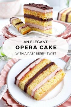 an elegant opera cake with raspberry twist is the perfect dessert for any special occasion