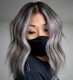 Violet Gray Hair Color, Ash Gray Hair, Scalp Bleach, Ash Gray Hair Color, Colored Hairstyles, Gray Highlights, Dark Grey Hair, Platinum Hair Color