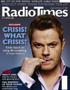 the front cover of radio times magazine with an image of a man in a suit