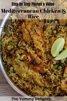 Mediterranean chicken and rice - The Yummy Delights Chicken Breast Rice Recipes, Chicken Breast And Rice Recipes, Chicken Breast And Rice, Mediterranean Chicken And Rice, Medditeranean Diet, Mediterranean Rice, Mediterranean Chicken Recipes, Biryani Recipes, Chicken And Rice Recipe