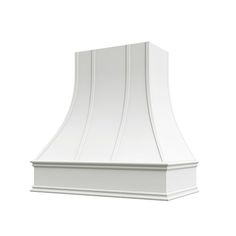 a white range hood on a white background with clipping for the top and bottom