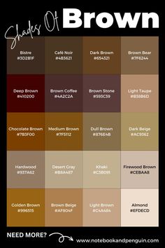 the shades of brown are shown in this graphic style, which includes different colors and sizes