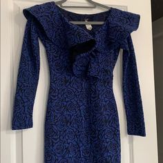 Detailed Dress, Couture, Never Worn, Blue Color, Fitted. Detailed Dress, Dress Couture, Dress Details, Sleeve Dress, Colorful Dresses, Color Blue, Blue Color, Womens Sizes, Long Sleeve Dress