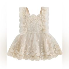 Nwot - Lace Infant Dresses - My Mom Purchased Two Of These From Etsy In Different Sizes For A 1 Year Photo Shoot (We Didn’t Use Either, But I Can Only Find One Of The Headbands. I Think They’re Supposed To Be A 12m & 18m But I Cannot Remember. Buyer Gets Both. Cute Lace Dress For First Birthday, Summer First Birthday Dress With Lace Trim, First Birthday Lace Dress With Ruffles, Vintage Cream Lace Baptism Dress, Infant Dresses, Dress With Cowboy Boots, Cream Princess-style Baptism Dress, Baby Lace Dress, Baby Lace